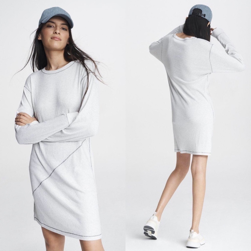 Rag & Bone The Knit Rib Mini Dress Earl Grey XL